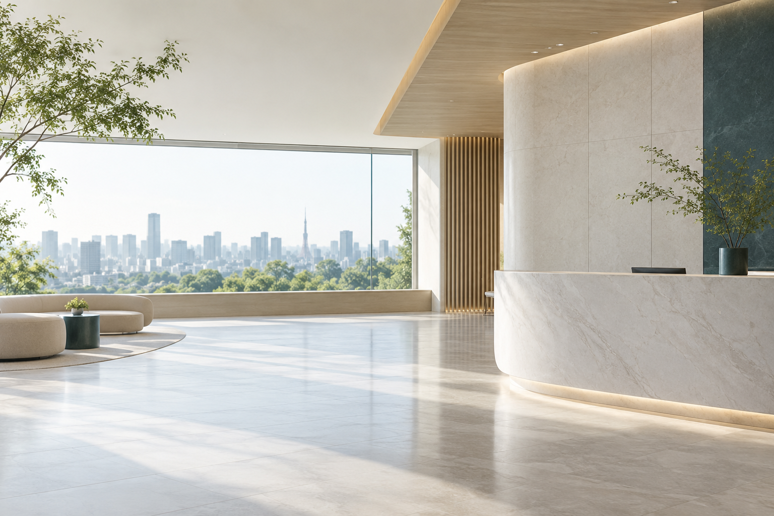 Concept image of a bright contemporary Japanese interior